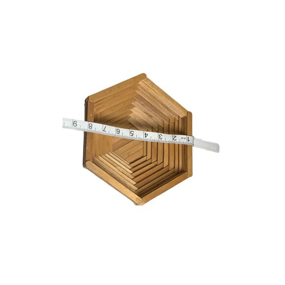 Vintage Handmade Popsicle Stick Bowl | Hexagonal Trinket Dish | Unique Folk Art - Picture 3 of 4